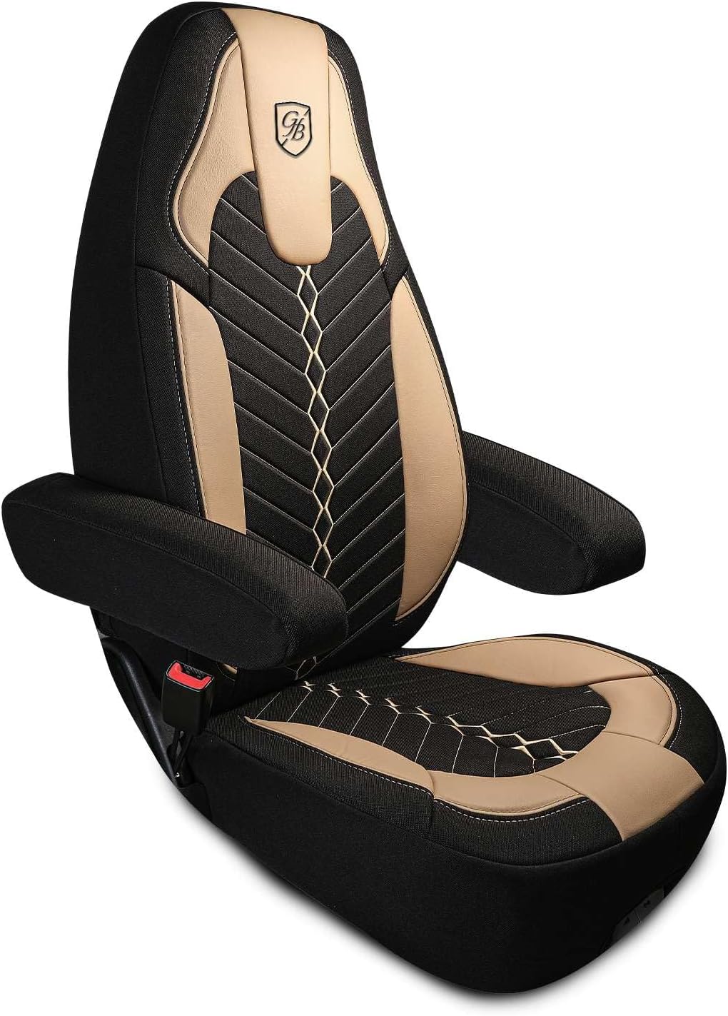 Custom Fit Truck Seat Cover for Peterbilt 579, 567, Linen Fabric, Includes Armrest Covers and Assebly Tool