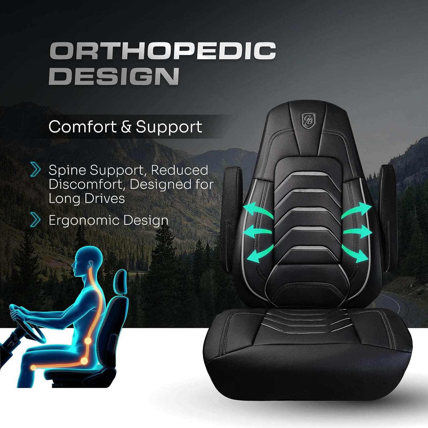 Custom Fit Truck Seat Cover for Cascadia 33”, Premium Vinyl Fabric, Includes Armrest Covers and Assebly Tool