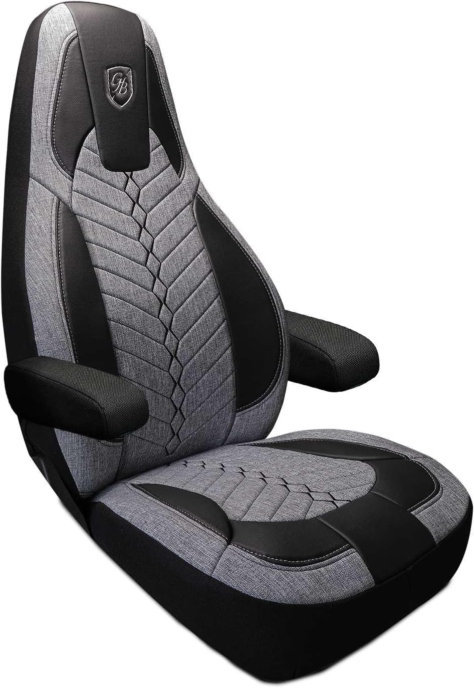 Custom Fit Truck Seat Cover for Volvo VNL 300 400 740 760 860 & VNR 300 400 640 660 (2019-2025), Linen Fabric, Includes Armrest Covers and Assebly Tool