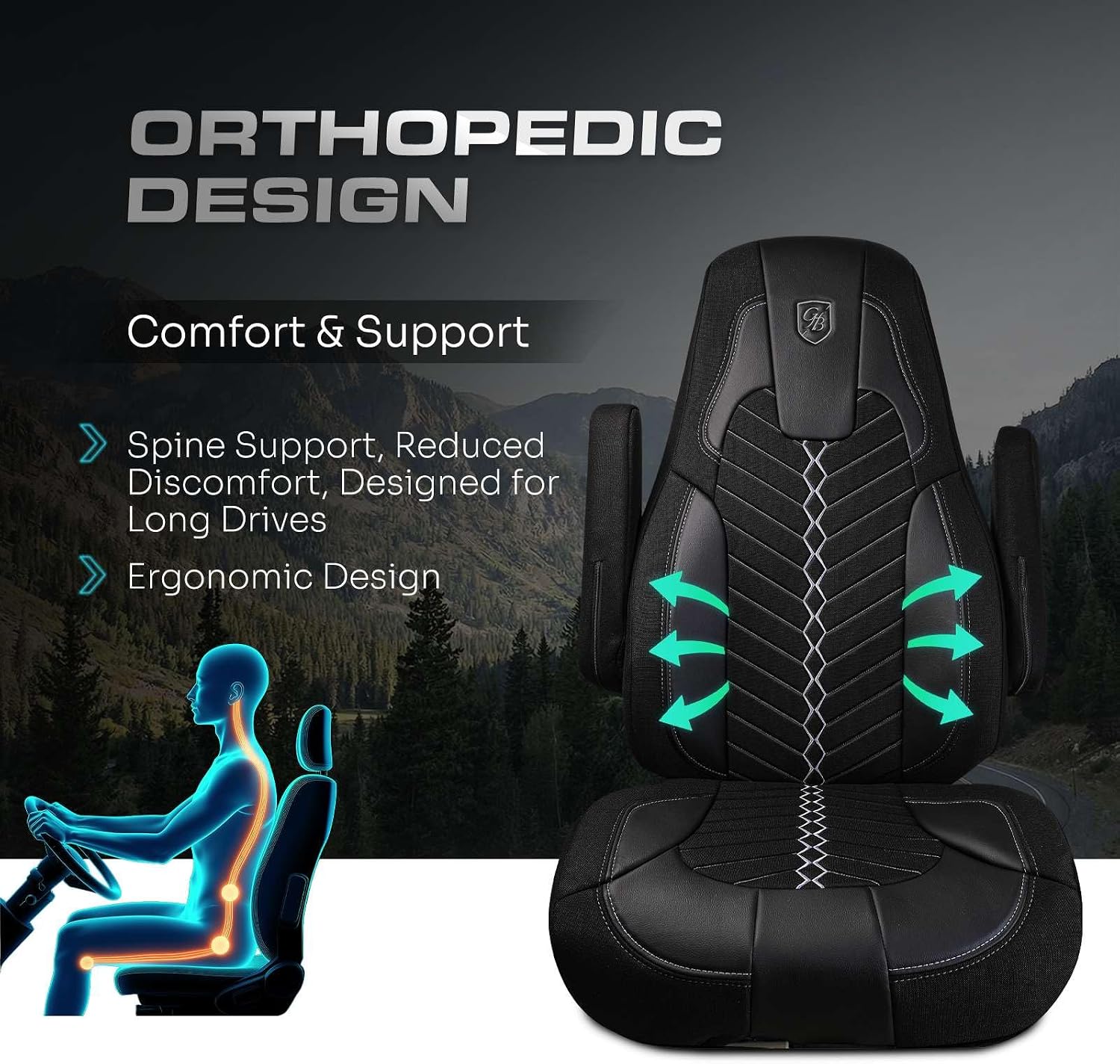 Custom Fit Truck Seat Cover for Cascadia 33”, Linen Fabric, Includes Armrest Covers and Assebly Tool