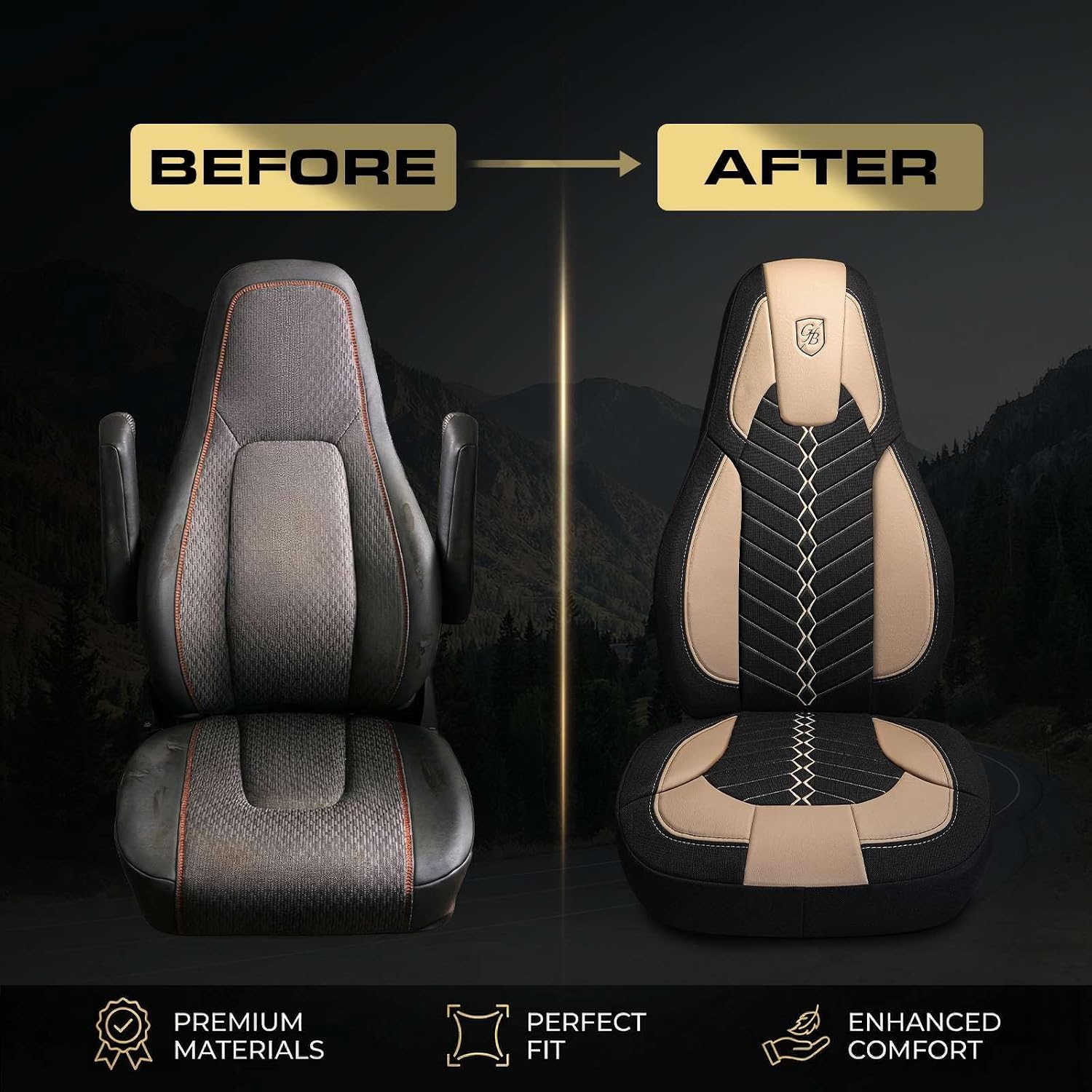 Custom Fit Truck Seat Cover for Volvo VNL 300 400 740 760 860 & VNR 300 400 640 660 (2019-2025), Linen Fabric, Includes Armrest Covers and Assebly Tool