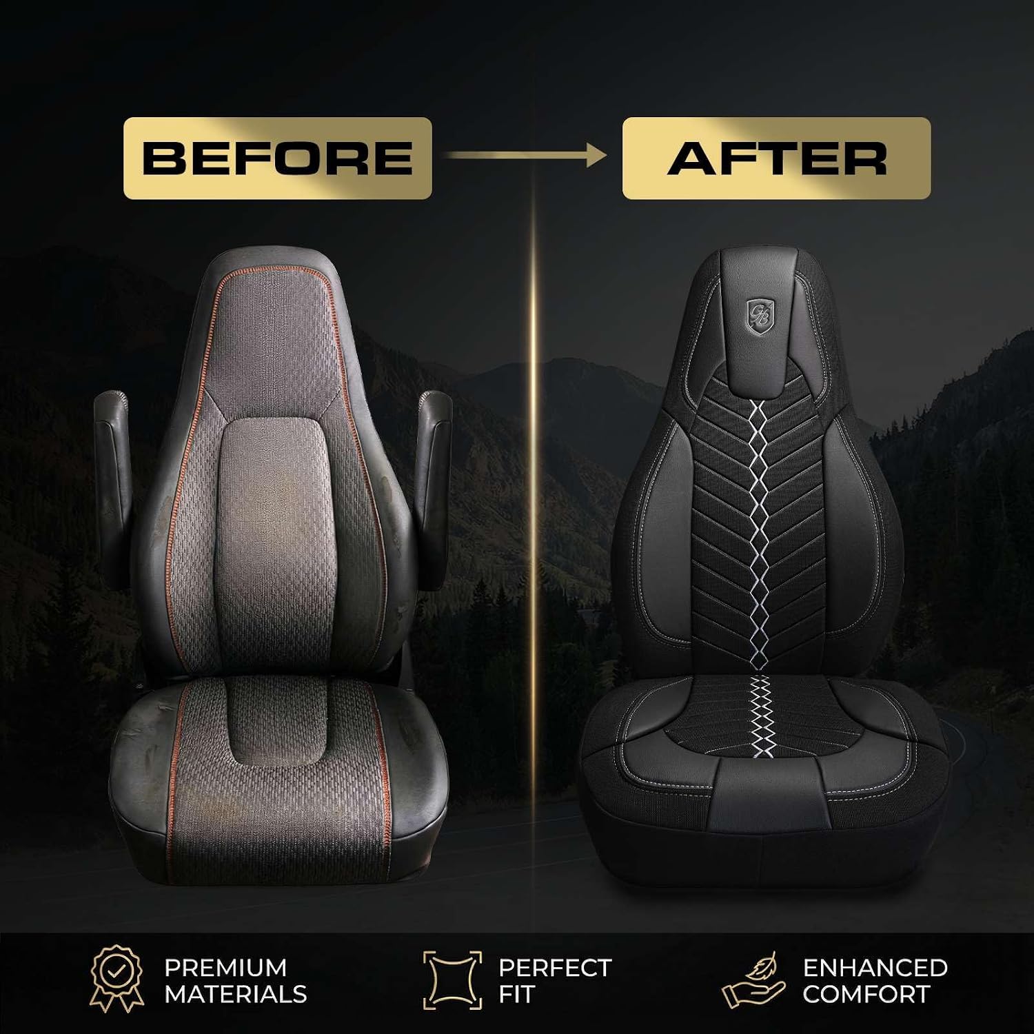 Custom Fit Truck Seat Cover for Volvo VNL 300 400 740 760 860 & VNR 300 400 640 660 (2019-2025), Linen Fabric, Includes Armrest Covers and Assebly Tool