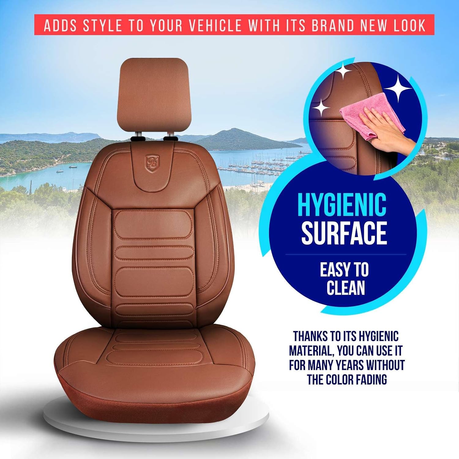 Premium Car Seat Covers Front Seat, Nappa Leather Car Seat Cover for SUV, Cars, Most Pickups, Car Seat Protector, Car Seat Covers Front Seats
