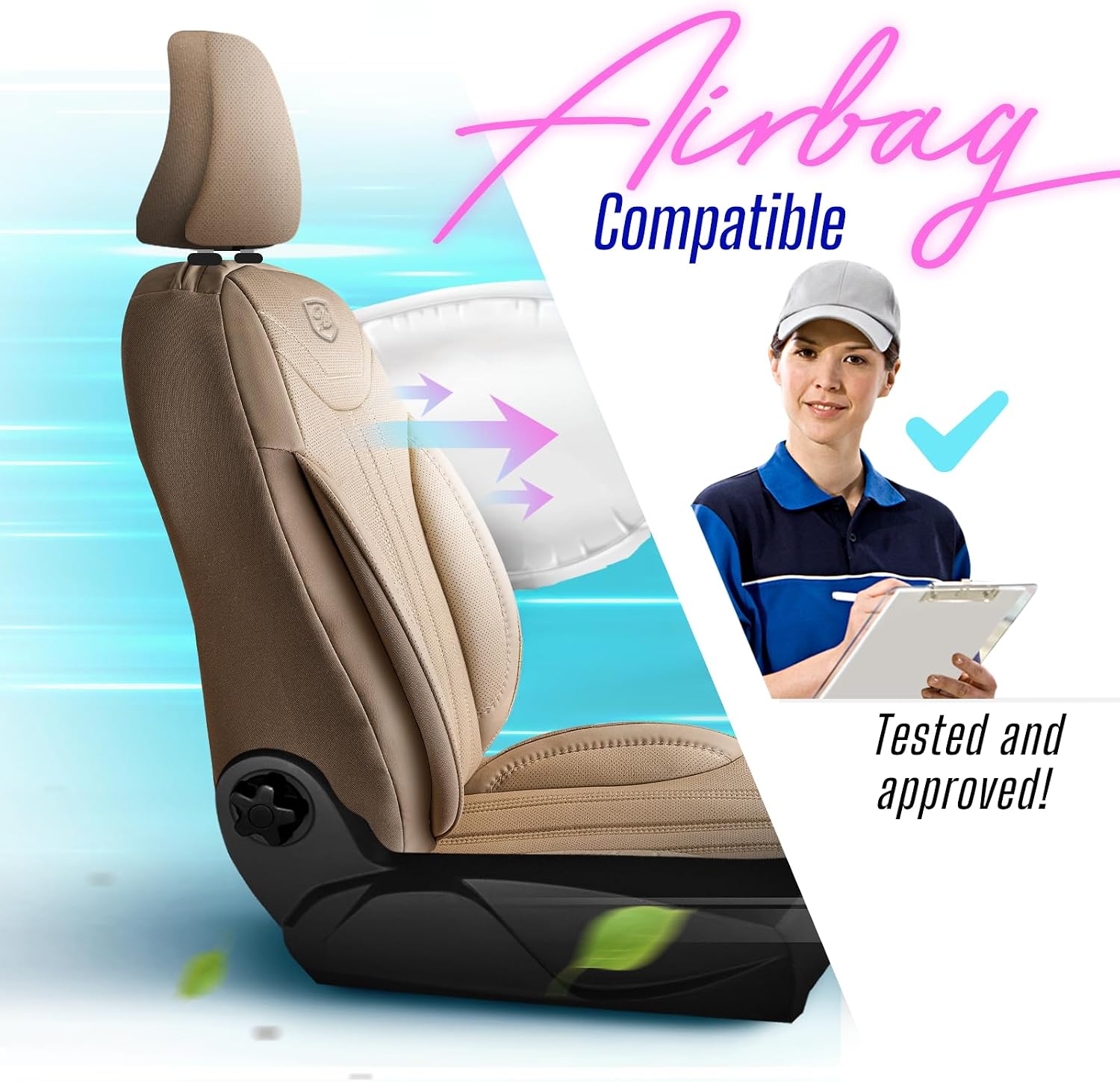 Premium Car Seat Covers Full Set, Nappa Leather Car Seat Cover for SUV, Cars, Most Pickups, Car Seat Protector, Car Seat Covers Full Set