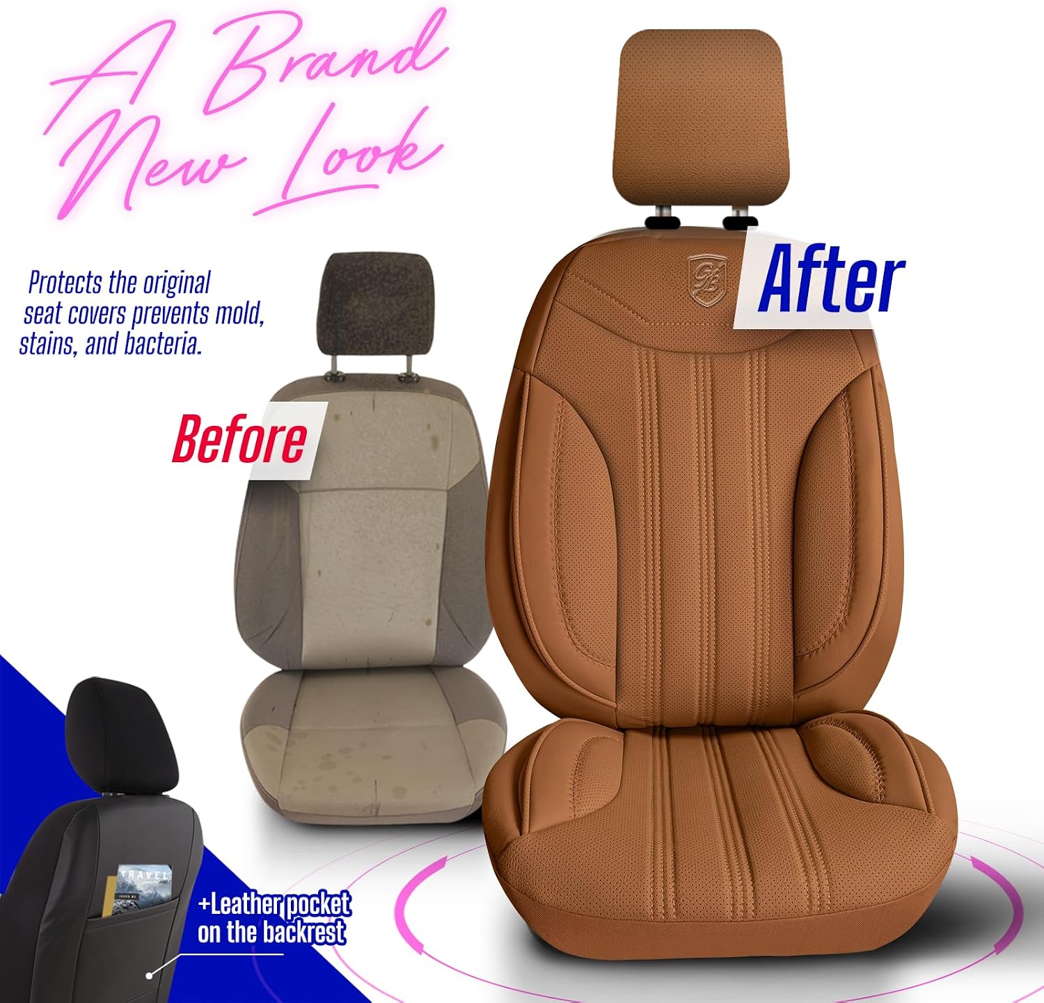 Premium Car Seat Covers Front Seat, Nappa Leather Car Seat Cover for SUV, Cars, Most Pickups, Car Seat Protector, Car Seat Covers Front Seats