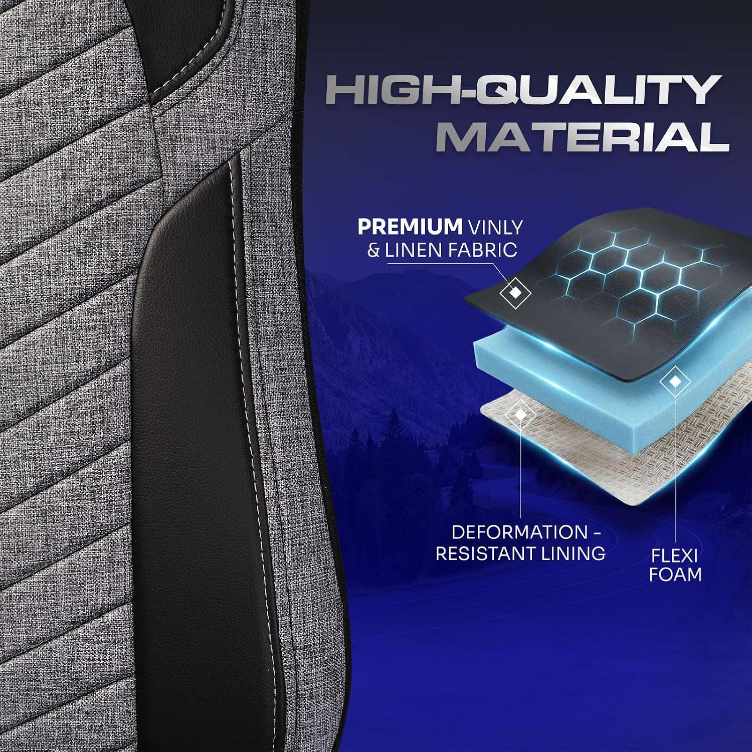 Custom Fit Truck Seat Cover for Kenworth T680, T880, W990, Linen Fabric, Includes Armrest Covers and Assebly Tool