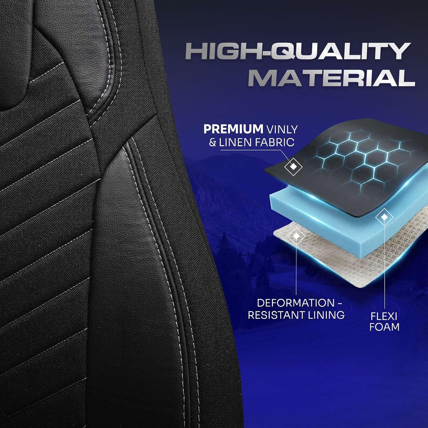 Custom Fit Truck Seat Cover for Volvo VNL 300 400 740 760 860 & VNR 300 400 640 660 (2019-2025), Linen Fabric, Includes Armrest Covers and Assebly Tool