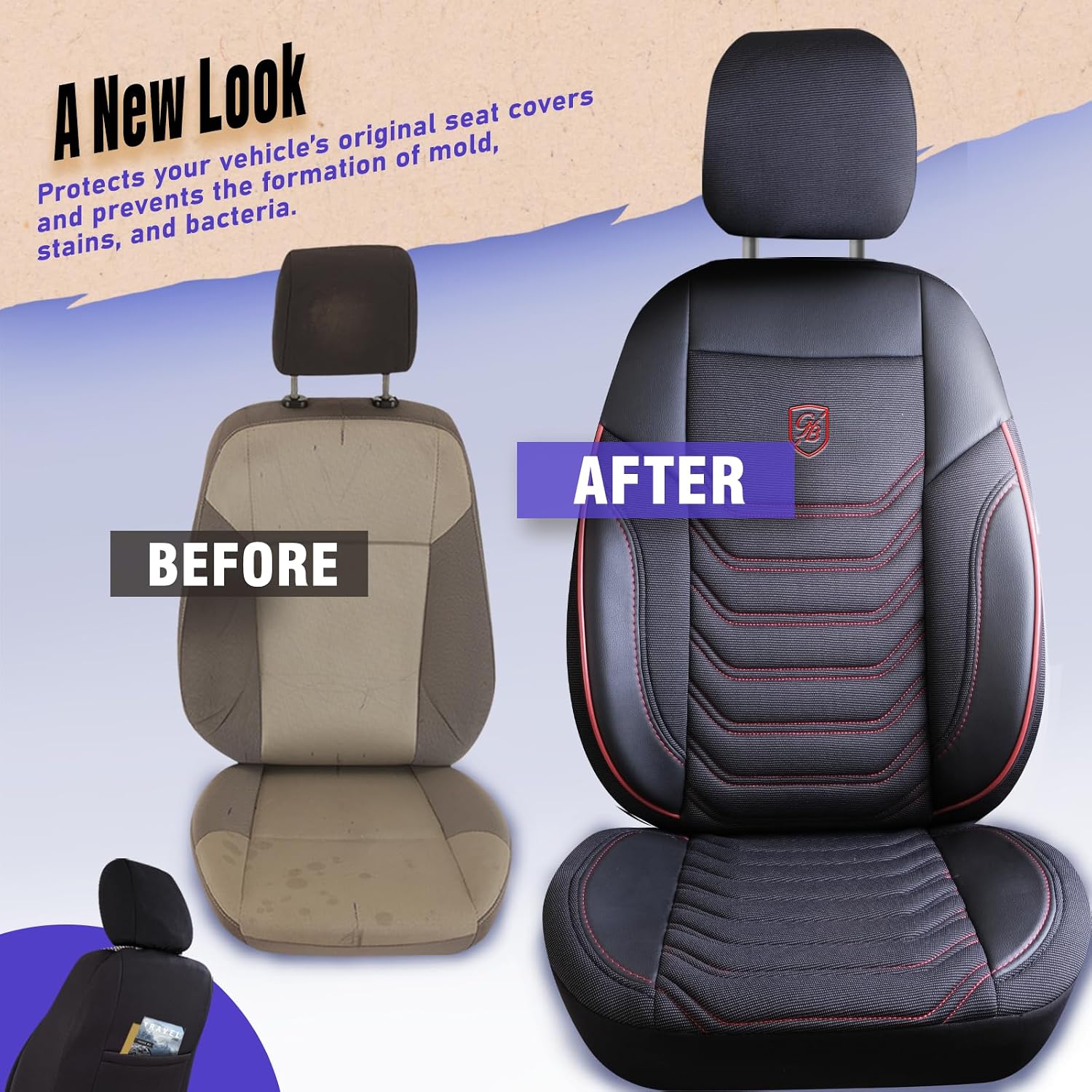 Premium Car Seat Covers for Ford Explorer 2001-2026, Piqué Fabric Car Seat Cover for SUV, Cars, Most Pickups, Car Seat Covers Front Seats
