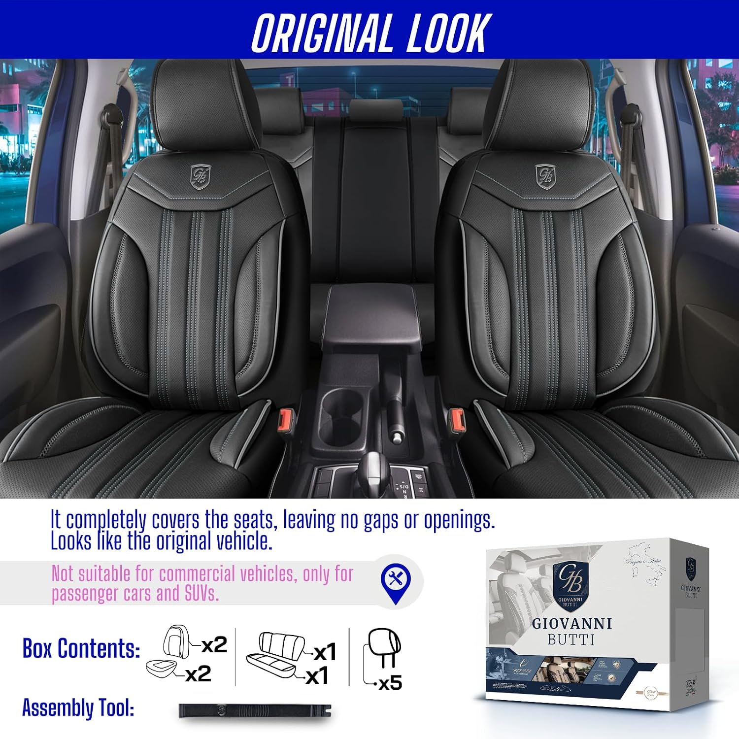 Premium Car Seat Covers for Toyota Corolla 2000-2026, Nappa Leather Car Seat Cover for SUV, Cars, Most Pickups, Car Seat Protector, Car Seat Covers Front Seats