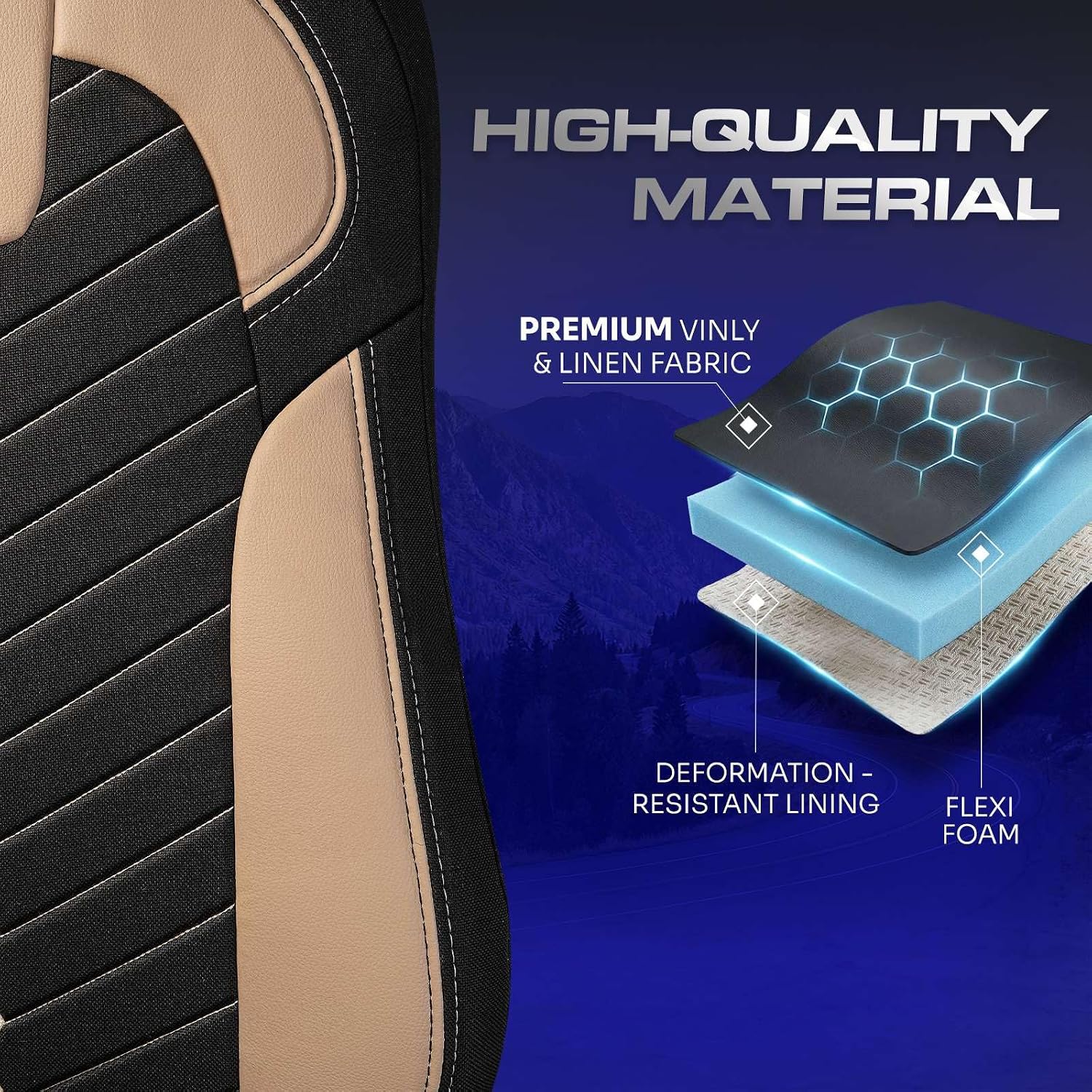 Custom Fit Truck Seat Cover for Kenworth T680, T880, W990, Linen Fabric, Includes Armrest Covers and Assebly Tool