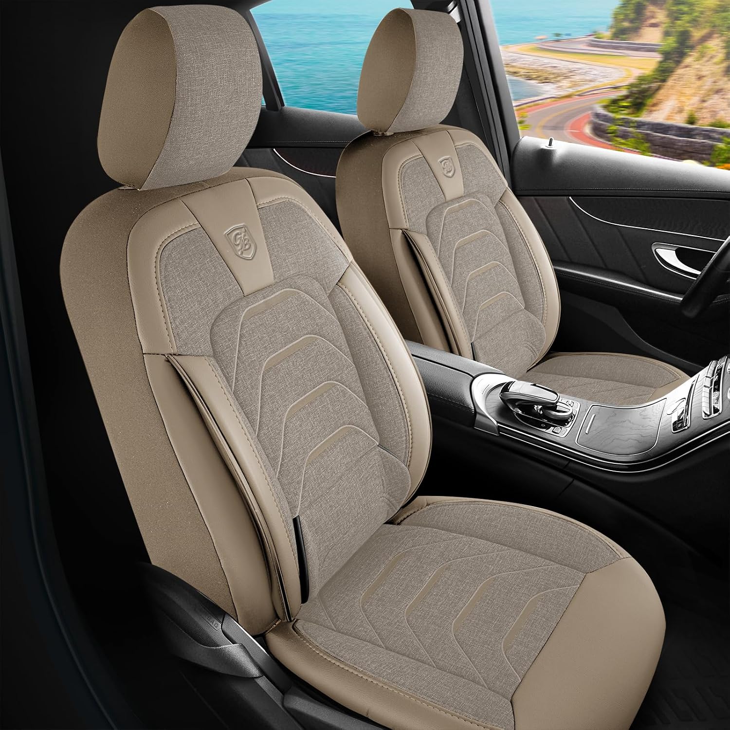 Premium Car Seat Covers Front Seat, Linen Car Seat Cover for SUV, Cars, Most Pickups, Car Seat Protector, Car Seat Covers Front Seats