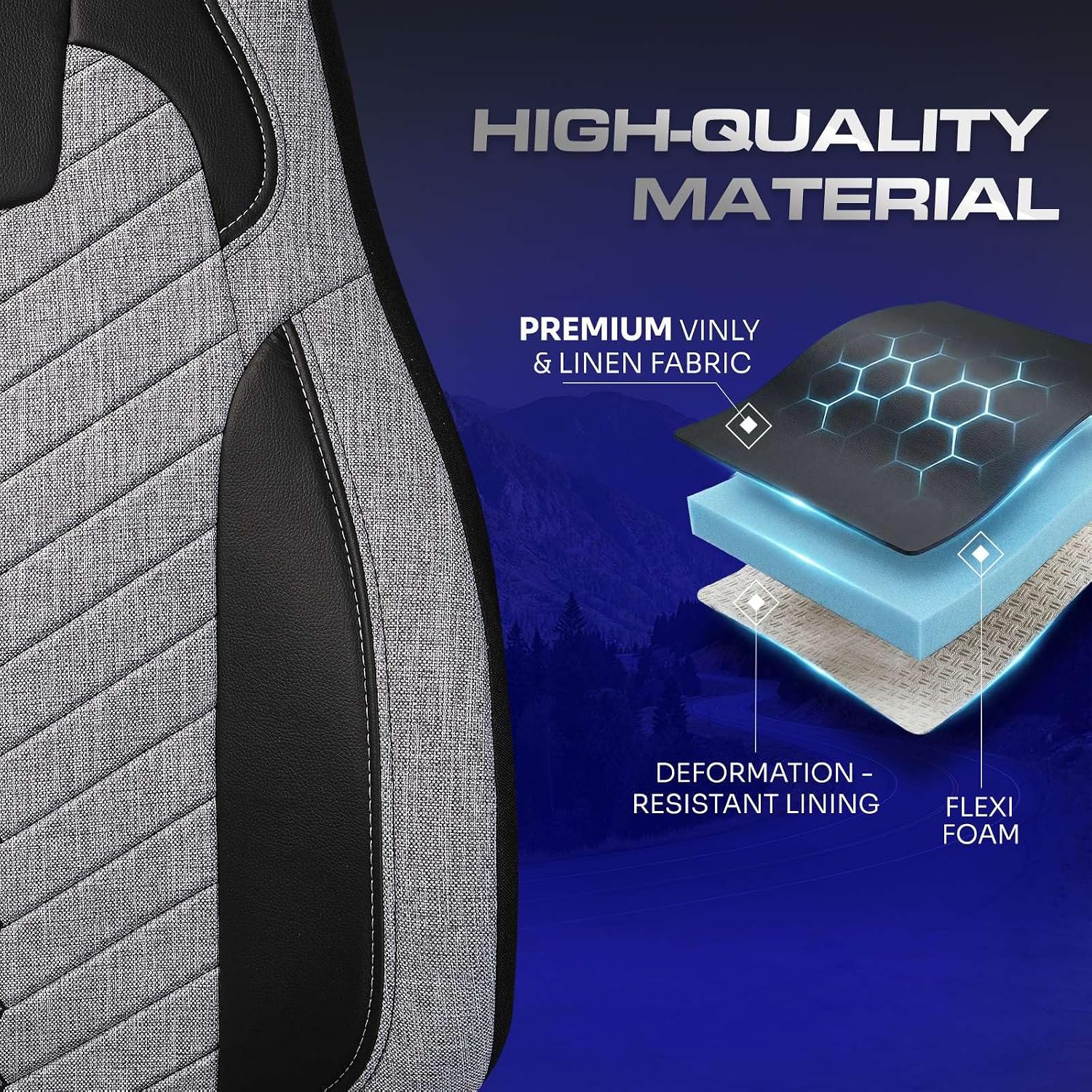 Custom Fit Truck Seat Cover for Cascadia 33”, Linen Fabric, Includes Armrest Covers and Assebly Tool
