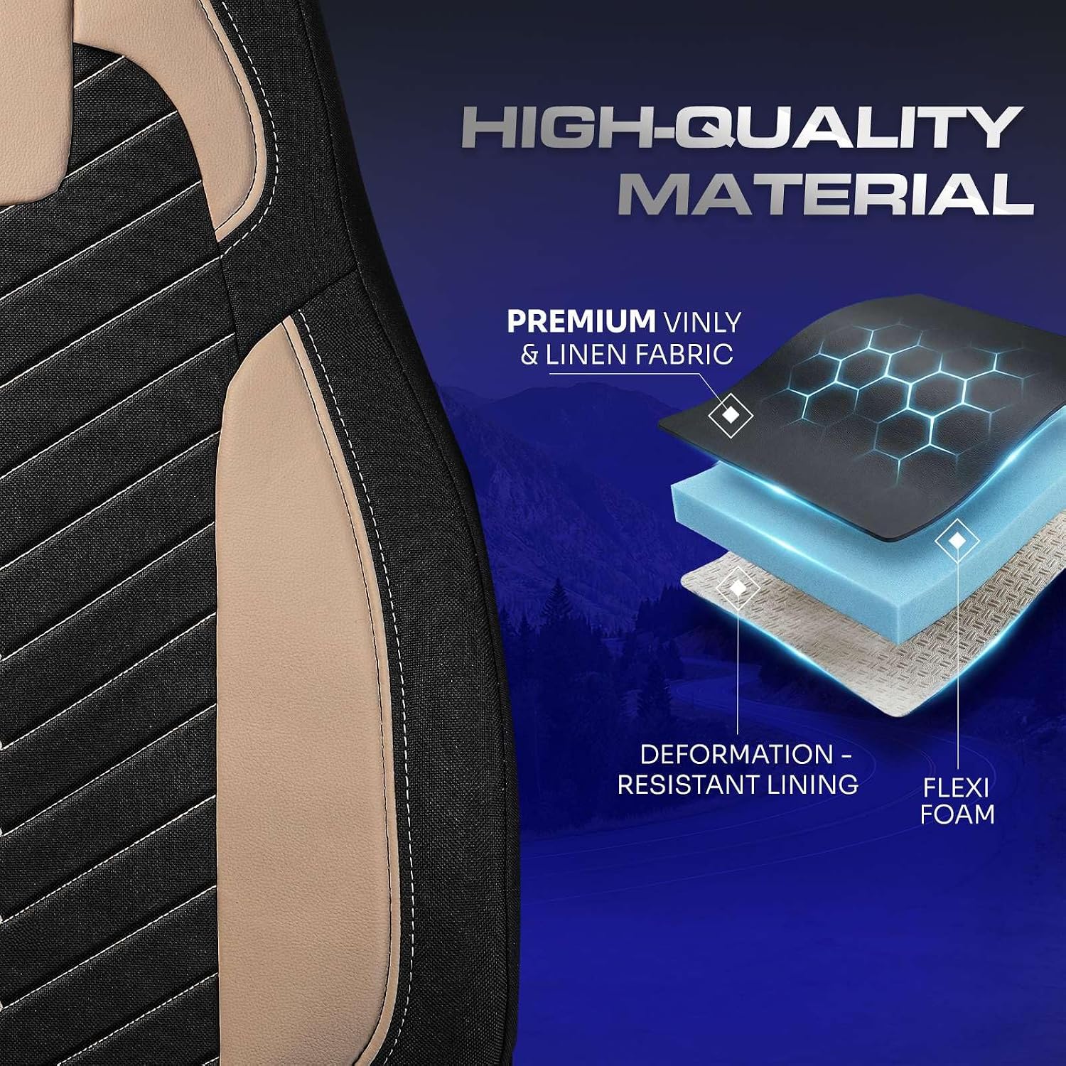 Custom Fit Truck Seat Cover for Cascadia 33”, Linen Fabric, Includes Armrest Covers and Assebly Tool