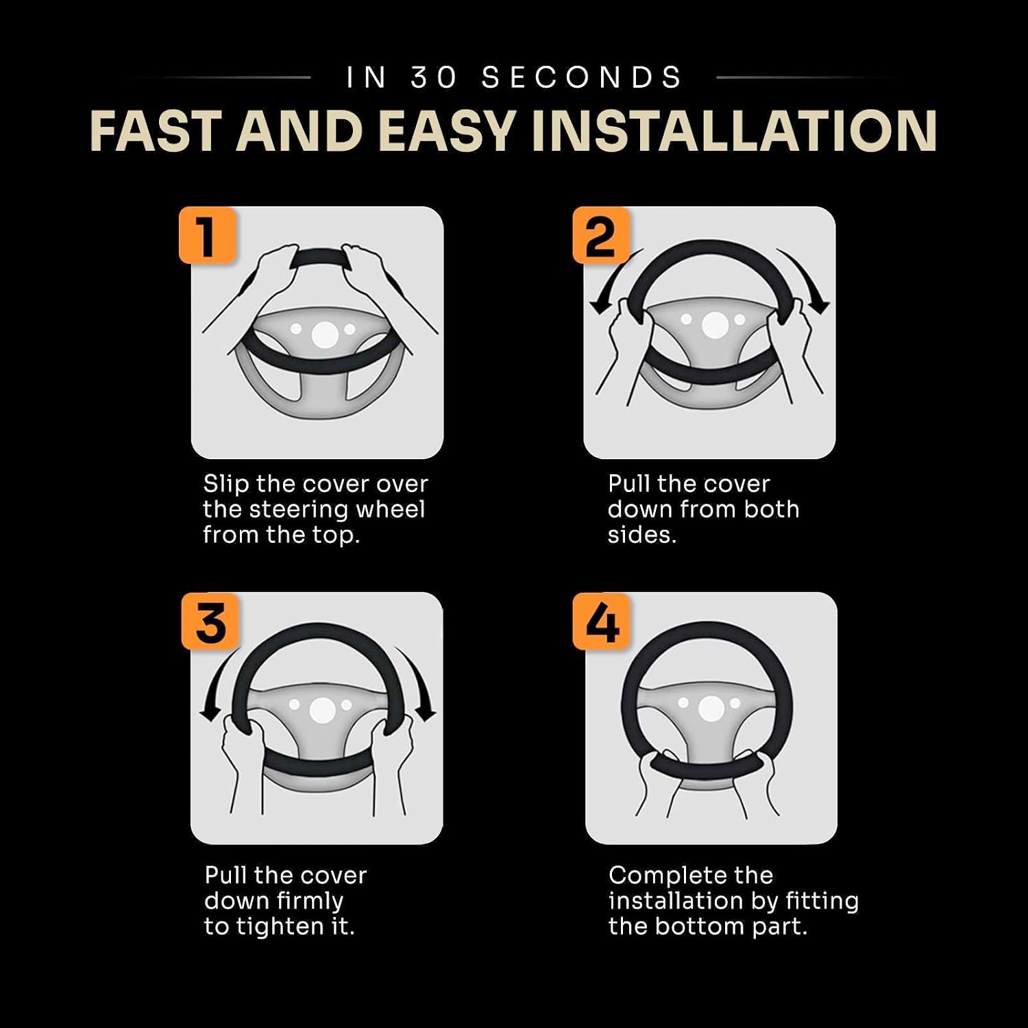 P122 Car Steering Wheel Cover, Breathable Premium Perforated Leather & Carbon Design, Anti-Slip, Universal Fit 14.5-15 inches