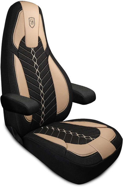 Custom Fit Truck Seat Cover for Volvo VNL 300 400 740 760 860 & VNR 300 400 640 660 (2019-2025), Linen Fabric, Includes Armrest Covers and Assebly Tool