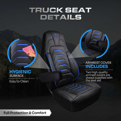 Custom Fit Truck Seat Cover for Cascadia 33”, Premium Vinyl Fabric, Includes Armrest Covers and Assebly Tool