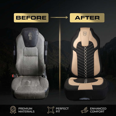 Custom Fit Truck Seat Cover for Kenworth T680, T880, W990, Linen Fabric, Includes Armrest Covers and Assebly Tool