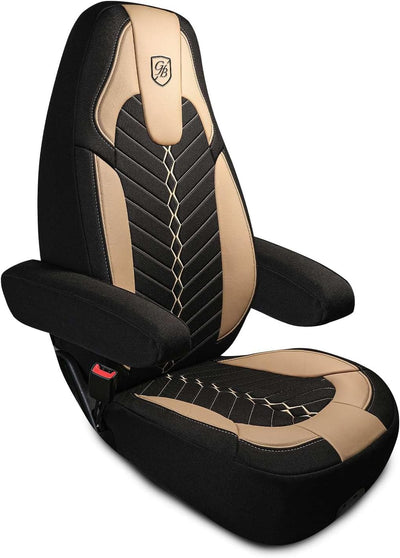 Custom Fit Truck Seat Cover for Peterbilt 579, 567, Linen Fabric, Includes Armrest Covers and Assebly Tool