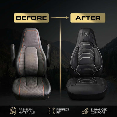 Custom Fit Truck Seat Cover for Volvo VNL 300 400 740 760 860 & VNR 300 400 640 660 (2019-2025), Vinyl Fabric, Includes Armrest Covers and Assebly Tool