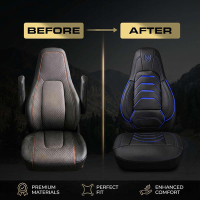 Custom Fit Truck Seat Cover for Volvo VNL 300 400 740 760 860 & VNR 300 400 640 660 (2019-2025), Vinyl Fabric, Includes Armrest Covers and Assebly Tool