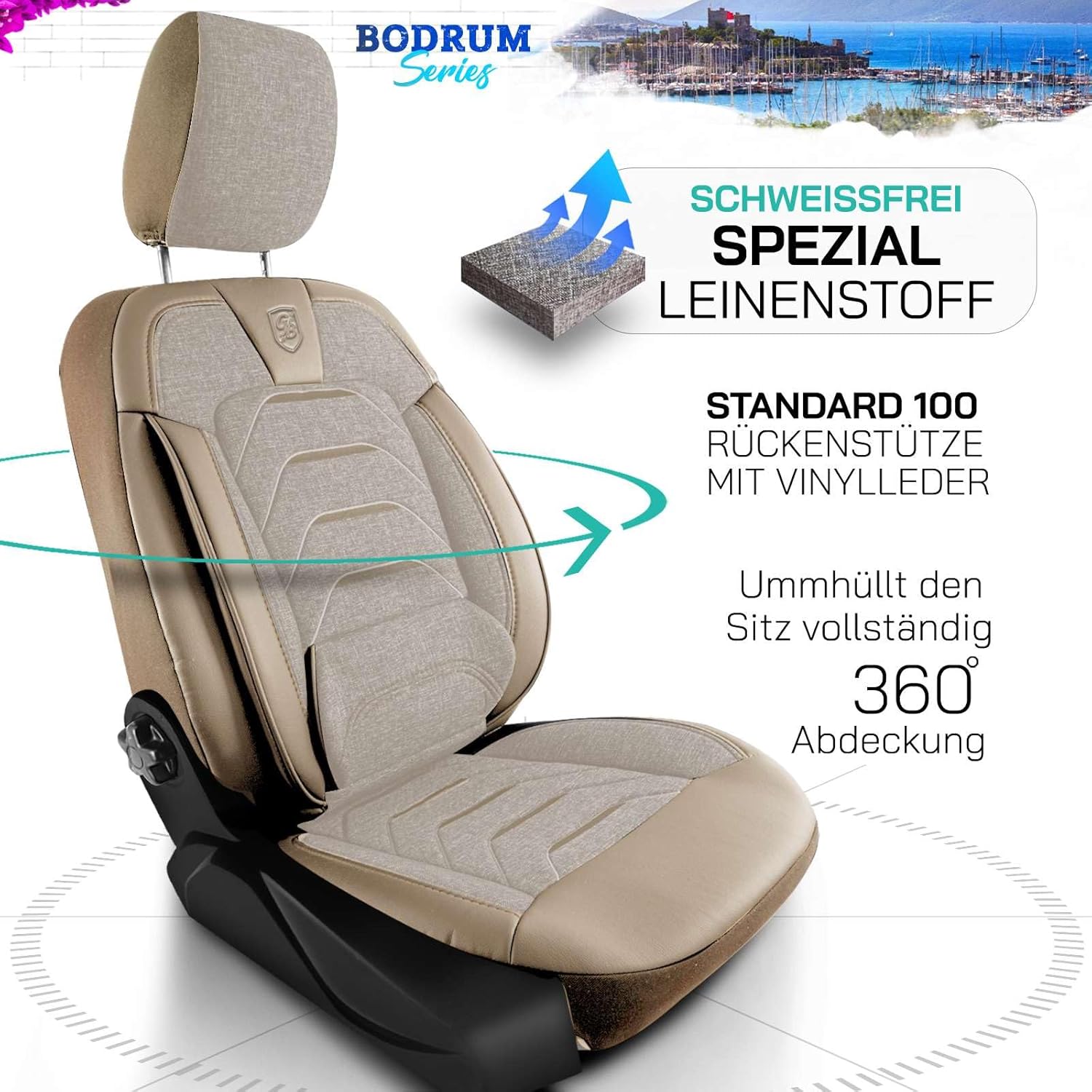 Bodrum Autositzbezüge für BMW 1er, Leinen