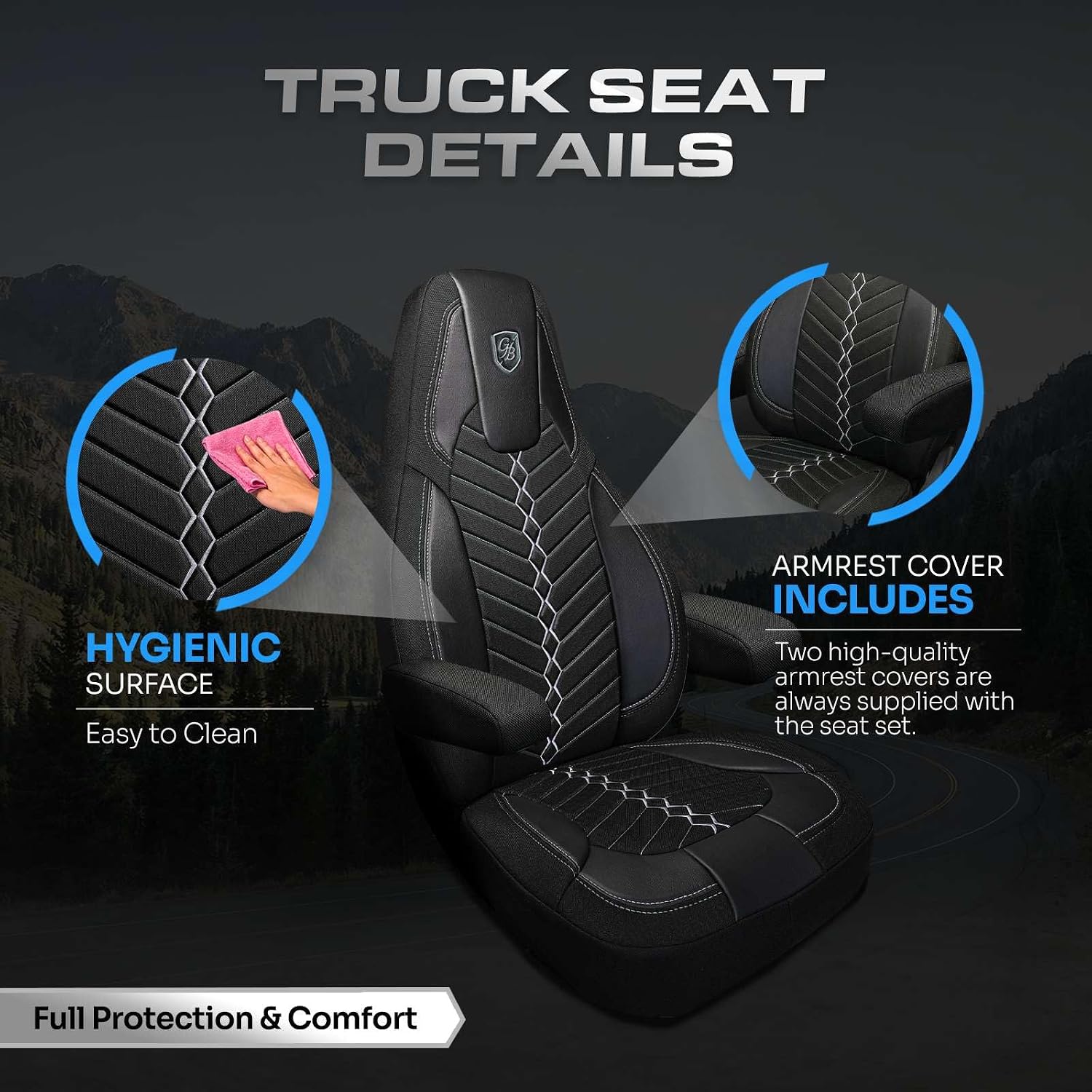 Custom Fit Truck Seat Cover for Volvo VNL 300 400 740 760 860 & VNR 300 400 640 660 (2019-2025), Linen Fabric, Includes Armrest Covers and Assebly Tool