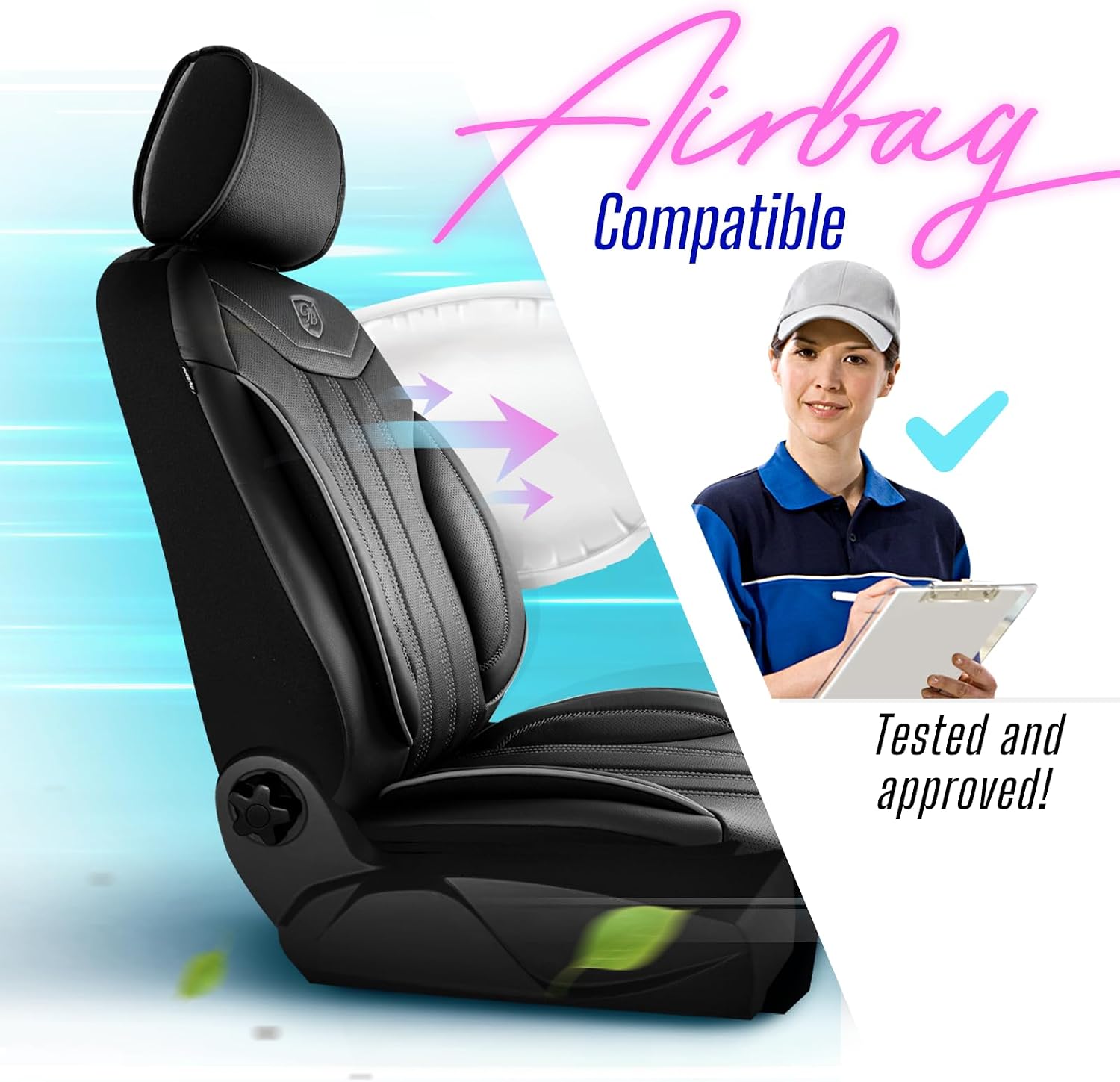 Premium Car Seat Covers for Ford Explorer 2001-2026, Nappa Leather Car Seat Cover for SUV, Cars, Most Pickups, Car Seat Protector, Car Seat Covers Front Seats