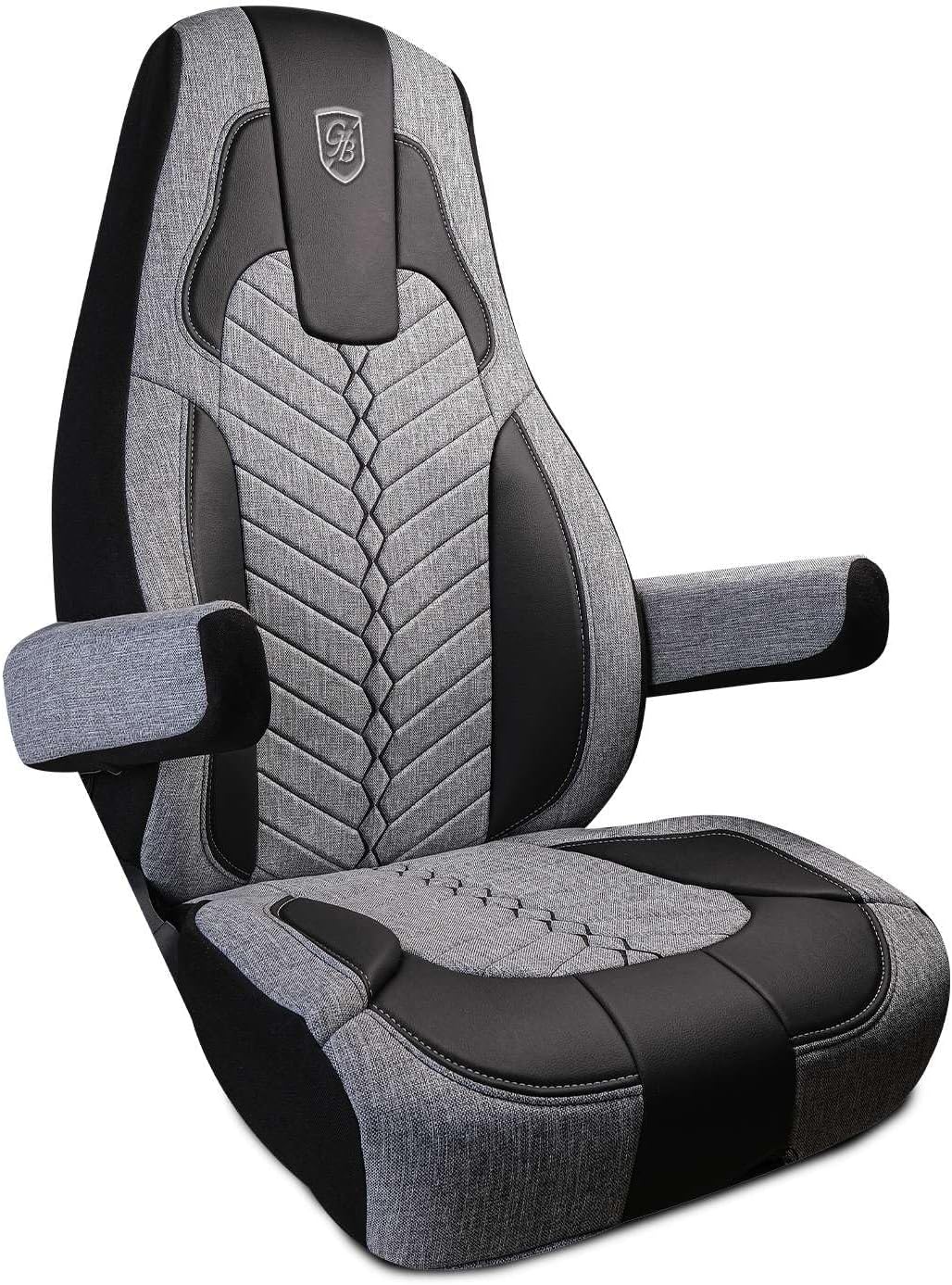 Custom Fit Truck Seat Cover for Cascadia 33”, Linen Fabric, Includes Armrest Covers and Assebly Tool