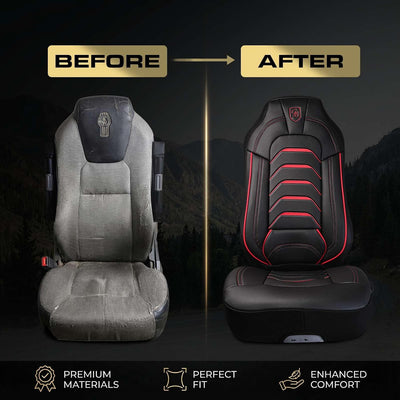 Custom Fit Truck Seat Cover for Kenworth T680, T880, W990, Premium Vinyl Fabric, Includes Armrest Covers and Assebly Tool