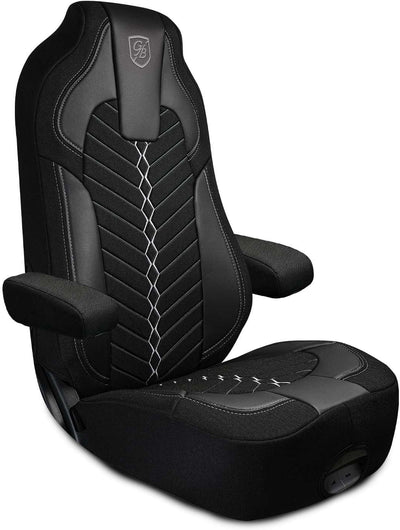 Custom Fit Truck Seat Cover for Kenworth T680, T880, W990, Linen Fabric, Includes Armrest Covers and Assebly Tool