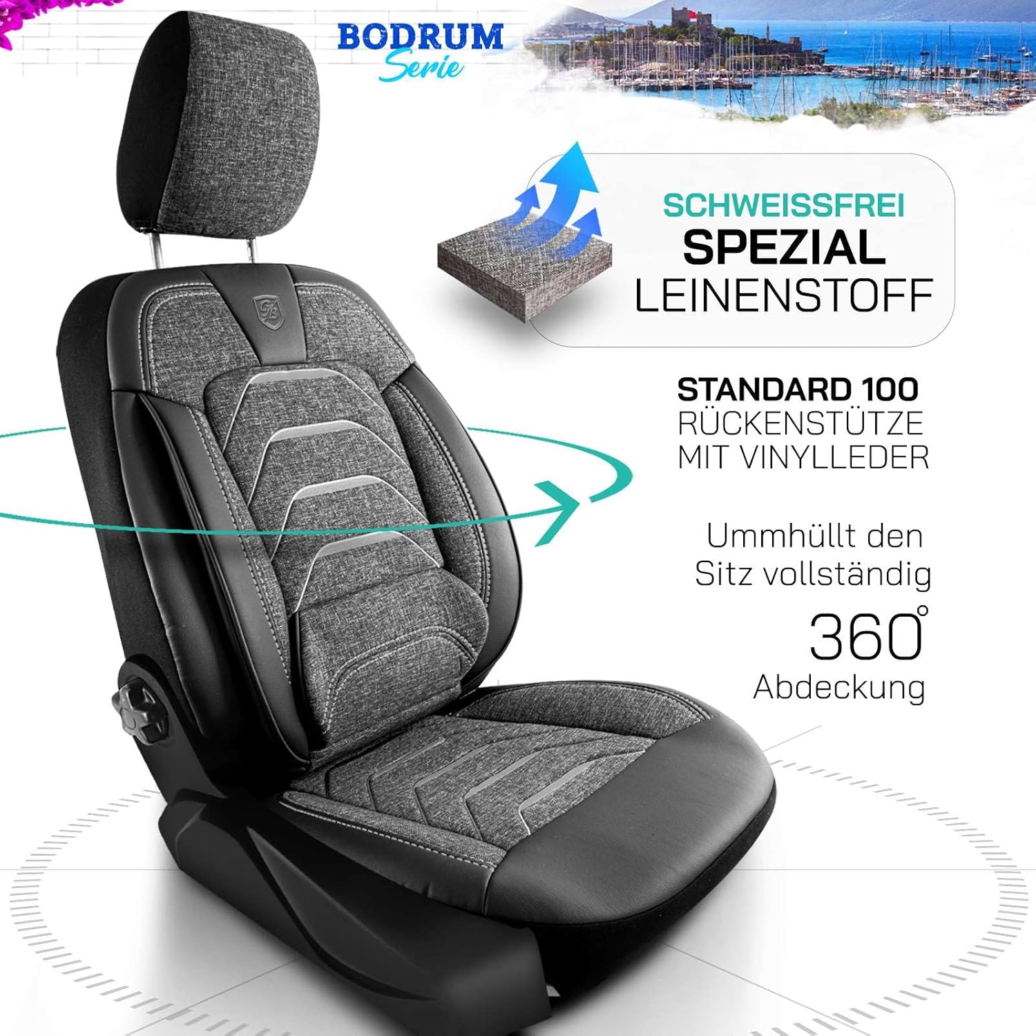 Bodrum Autositzbezüge für BMW 1er, Leinen
