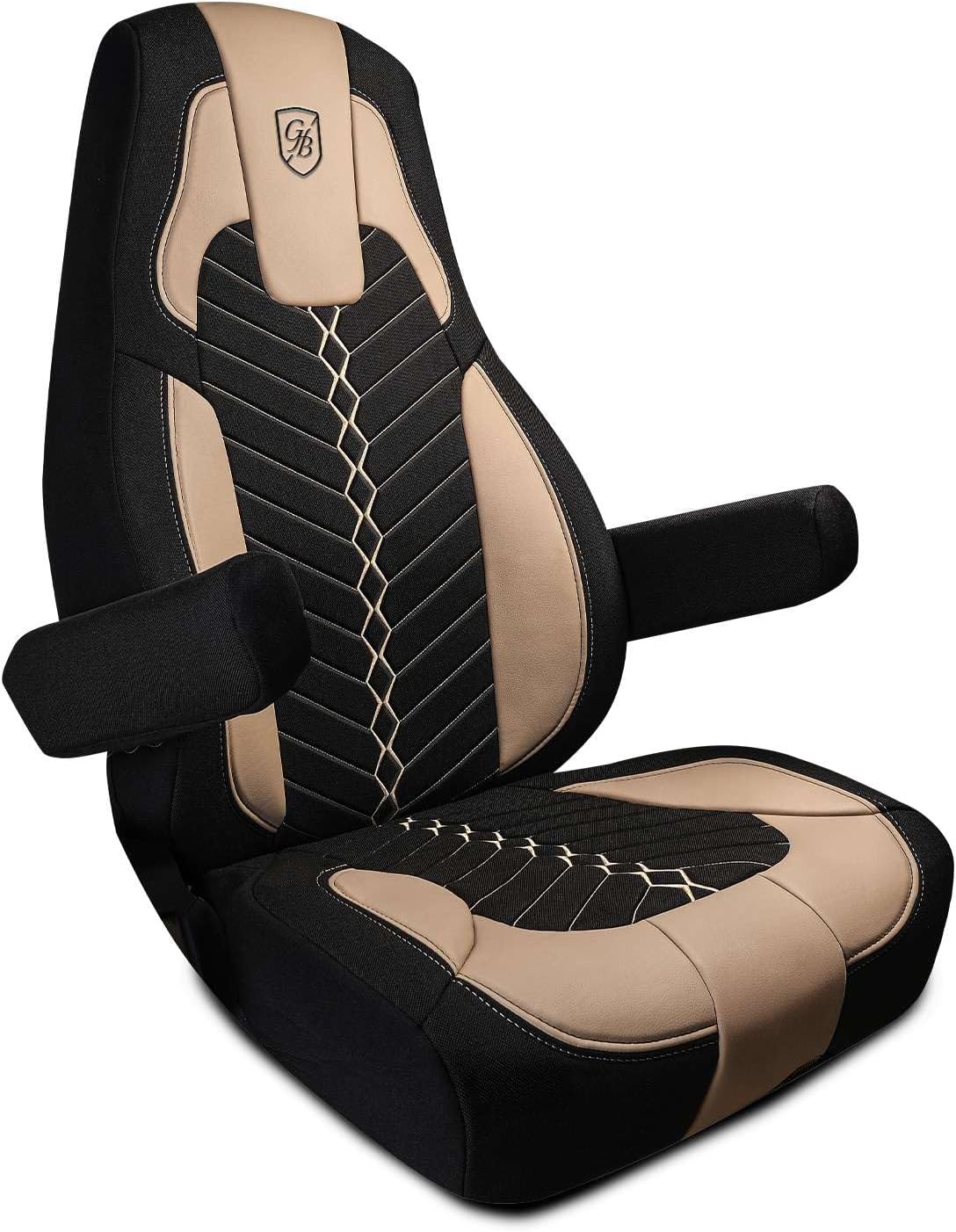 Custom Fit Truck Seat Cover for Cascadia 33”, Linen Fabric, Includes Armrest Covers and Assebly Tool