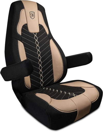 Custom Fit Truck Seat Cover for Cascadia 33”, Linen Fabric, Includes Armrest Covers and Assebly Tool