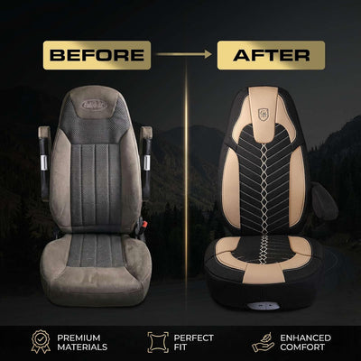 Custom Fit Truck Seat Cover for Peterbilt 579, 567, Linen Fabric, Includes Armrest Covers and Assebly Tool