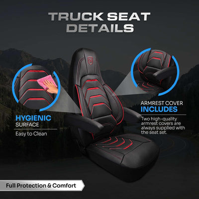 Custom Fit Truck Seat Cover for Volvo VNL 300 400 740 760 860 & VNR 300 400 640 660 (2019-2025), Vinyl Fabric, Includes Armrest Covers and Assebly Tool