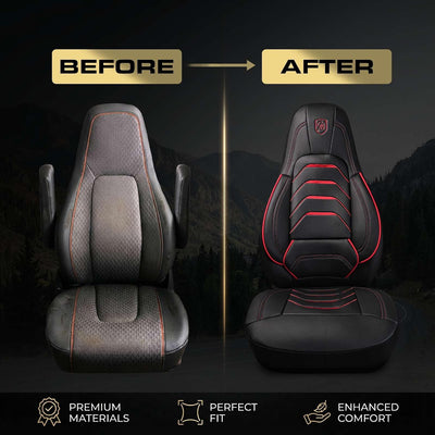 Custom Fit Truck Seat Cover for Volvo VNL 300 400 740 760 860 & VNR 300 400 640 660 (2019-2025), Vinyl Fabric, Includes Armrest Covers and Assebly Tool
