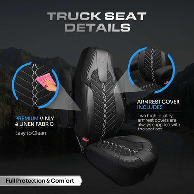 Custom Fit Truck Seat Cover for Peterbilt 579, 567, Linen Fabric, Includes Armrest Covers and Assebly Tool