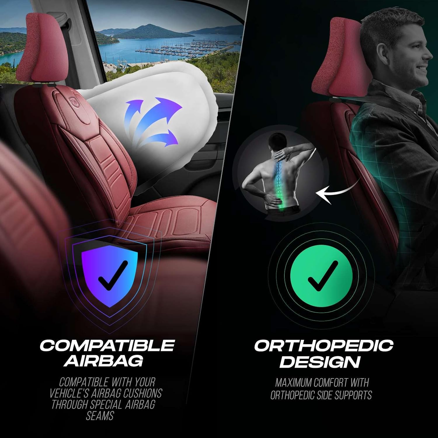 Premium Car Seat Covers for Jeep Wrangler 2000-2026, Nappa Leather Car Seat Cover for SUV, Cars, Most Pickups, Car Seat Protector, Car Seat Covers Front Seats