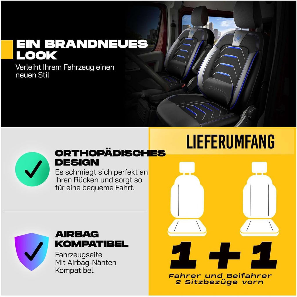 Autositzbezüge Universal 1+1 für FIAT Ducato (2014-2026), Leinen