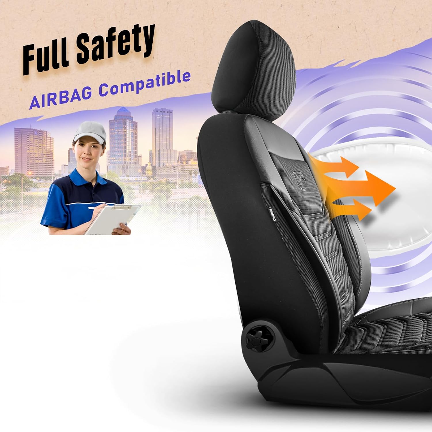 Premium Car Seat Covers Front Seat, Piqué Fabric Car Seat Cover for SUV, Cars, Most Pickups, Car Seat Protector, Car Seat Covers Front Seats