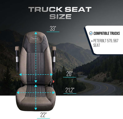 Custom Fit Truck Seat Cover for Peterbilt 579, 567, Linen Fabric, Includes Armrest Covers and Assebly Tool