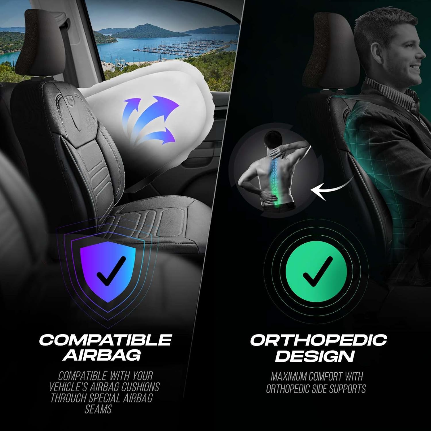 Premium Car Seat Covers Front Seat, Nappa Leather Car Seat Cover for SUV, Cars, Most Pickups, Car Seat Protector, Car Seat Covers Front Seats