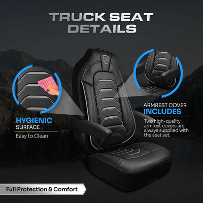 Custom Fit Truck Seat Cover for Kenworth T680, T880, W990, Premium Vinyl Fabric, Includes Armrest Covers and Assebly Tool