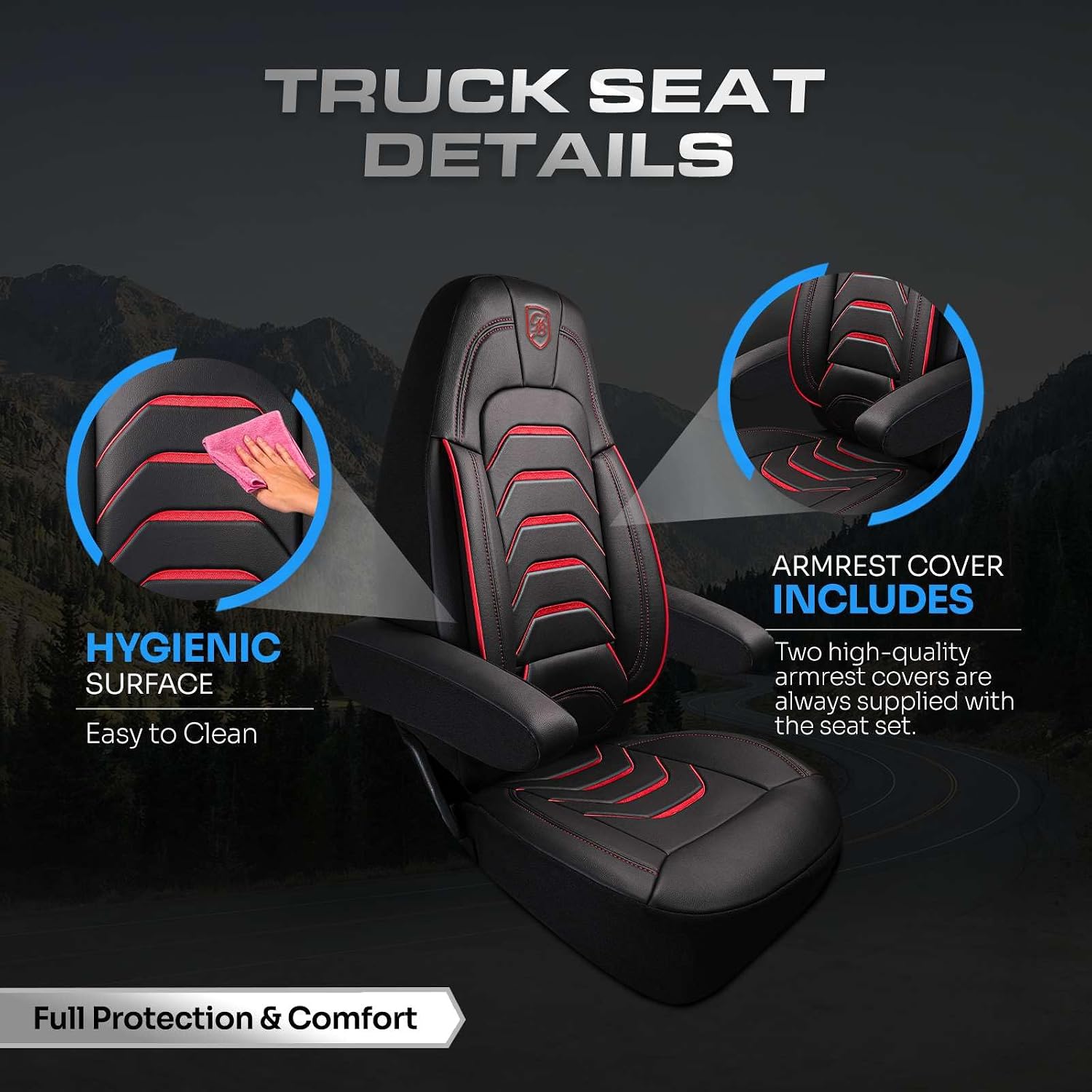 Custom Fit Truck Seat Cover for Peterbilt 579, 567, Premium Vinyl Fabric, Includes Armrest Covers and Assebly Tool