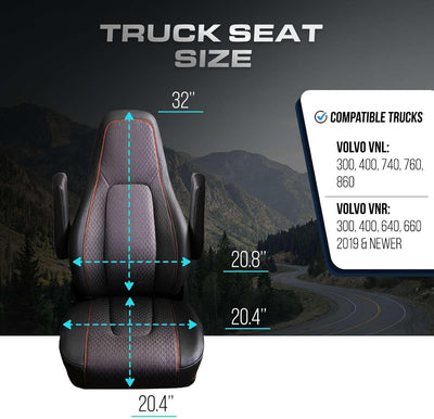 Custom Fit Truck Seat Cover for Volvo VNL 300 400 740 760 860 & VNR 300 400 640 660 (2019-2025), Linen Fabric, Includes Armrest Covers and Assebly Tool