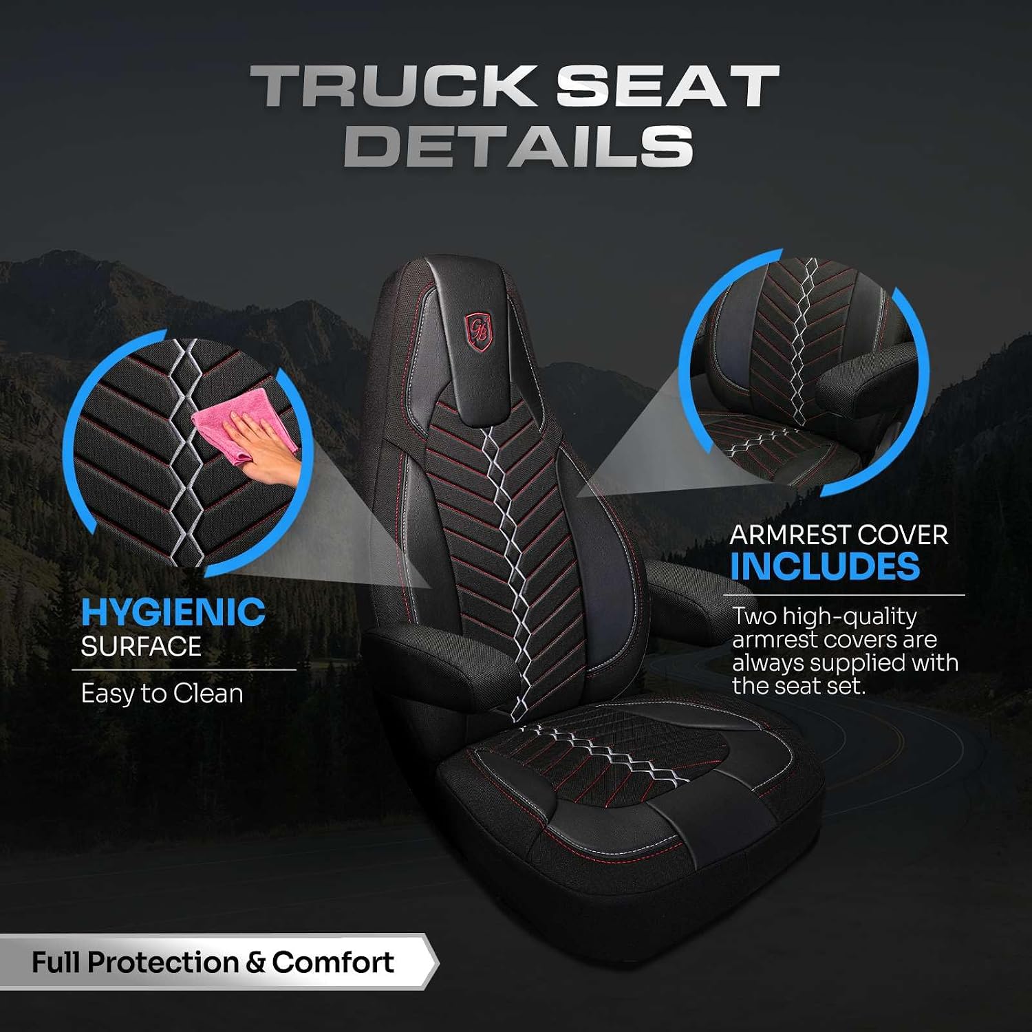 Custom Fit Truck Seat Cover for Volvo VNL 300 400 740 760 860 & VNR 300 400 640 660 (2019-2025), Linen Fabric, Includes Armrest Covers and Assebly Tool