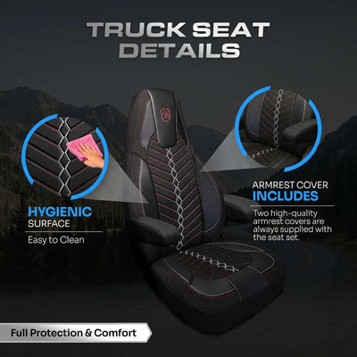 Custom Fit Truck Seat Cover for Volvo VNL 300 400 740 760 860 & VNR 300 400 640 660 (2019-2025), Linen Fabric, Includes Armrest Covers and Assebly Tool