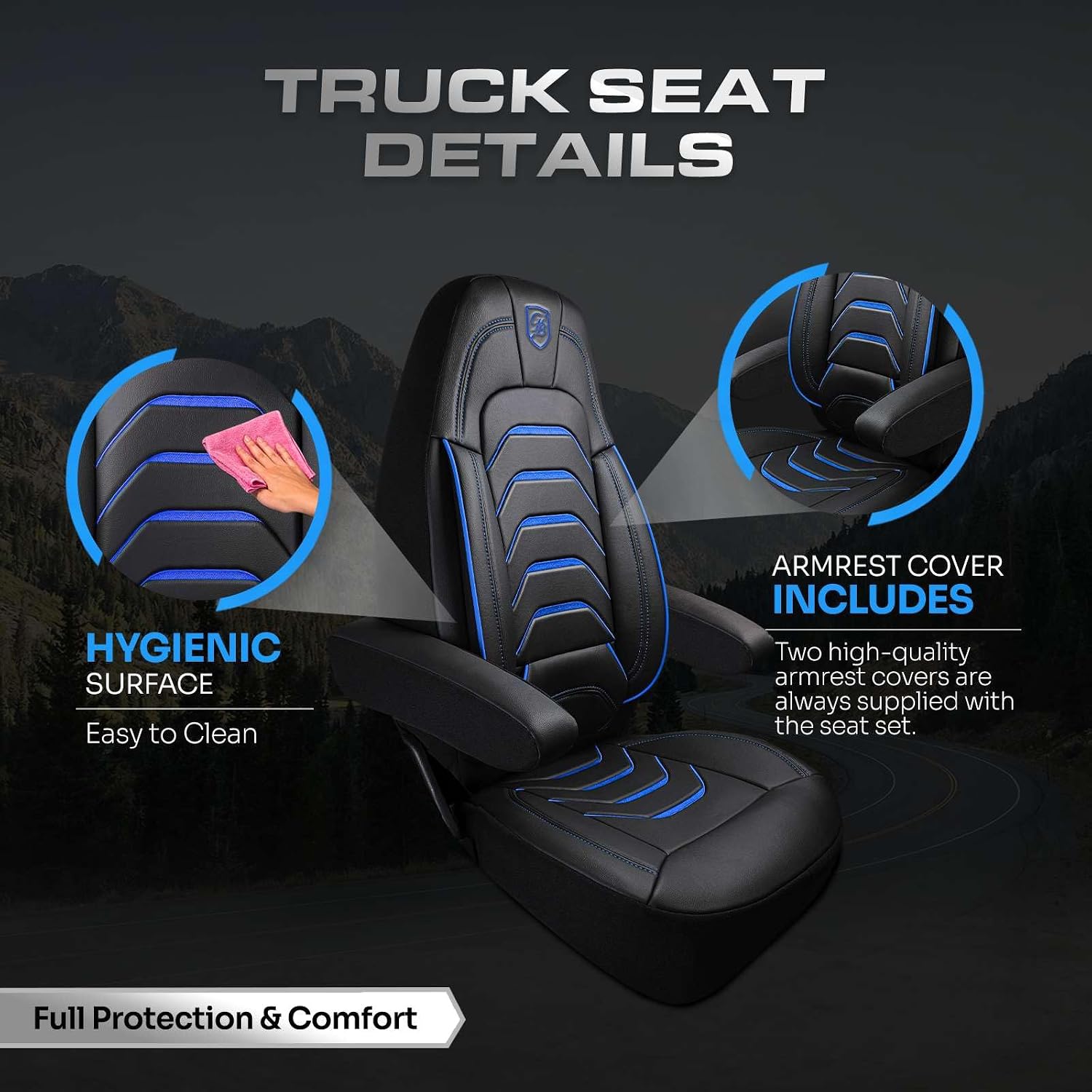 Custom Fit Truck Seat Cover for Peterbilt 579, 567, Premium Vinyl Fabric, Includes Armrest Covers and Assebly Tool