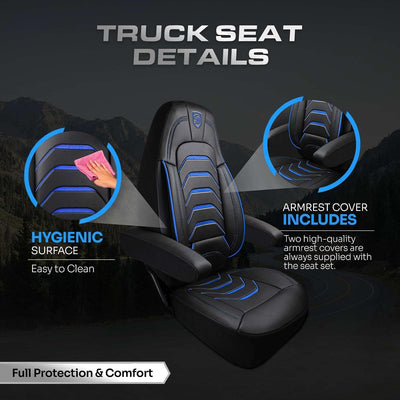 Custom Fit Truck Seat Cover for Peterbilt 579, 567, Premium Vinyl Fabric, Includes Armrest Covers and Assebly Tool