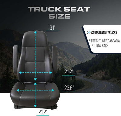 Custom Fit Truck Seat Cover for Cascadia 33”, Linen Fabric, Includes Armrest Covers and Assebly Tool